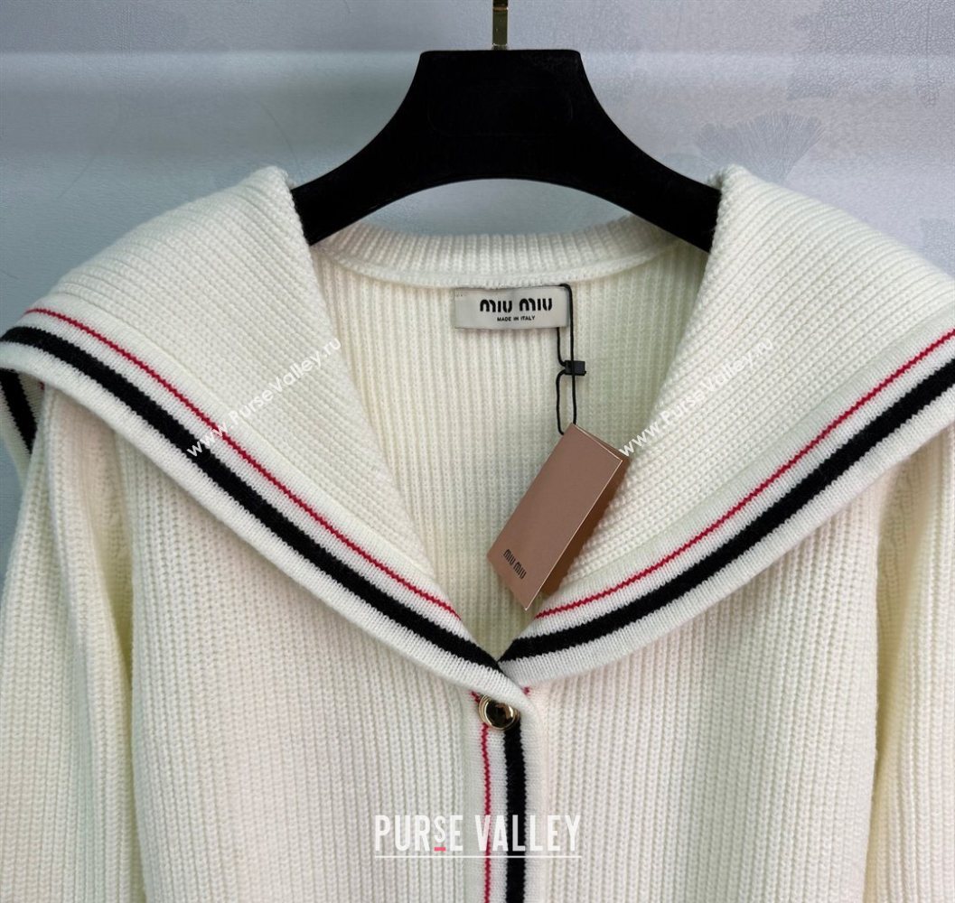 Miu Miu Wool Cardigan White/Grey 2025 MM101418 (QI-251014041)