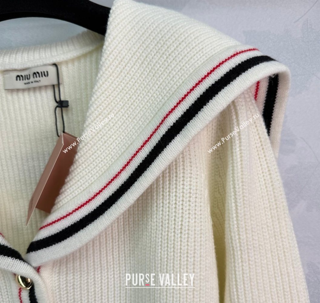 Miu Miu Wool Cardigan White/Grey 2025 MM101418 (QI-251014041)