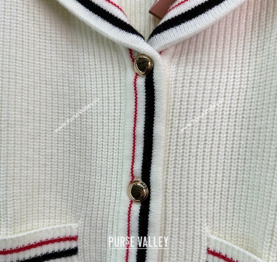 Miu Miu Wool Cardigan White/Grey 2025 MM101418 (QI-251014041)