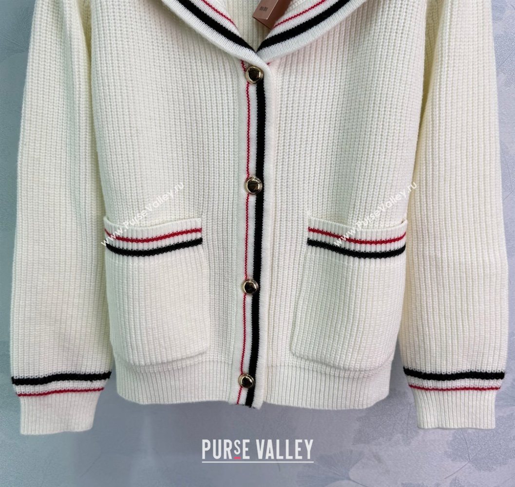 Miu Miu Wool Cardigan White/Grey 2025 MM101418 (QI-251014041)