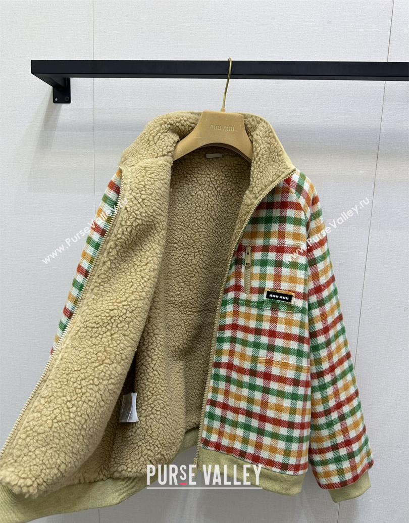 Miu Miu Wool Blend Plaid Jacket with Lining Multicolor 2025 MM101402 (QI-251014005)