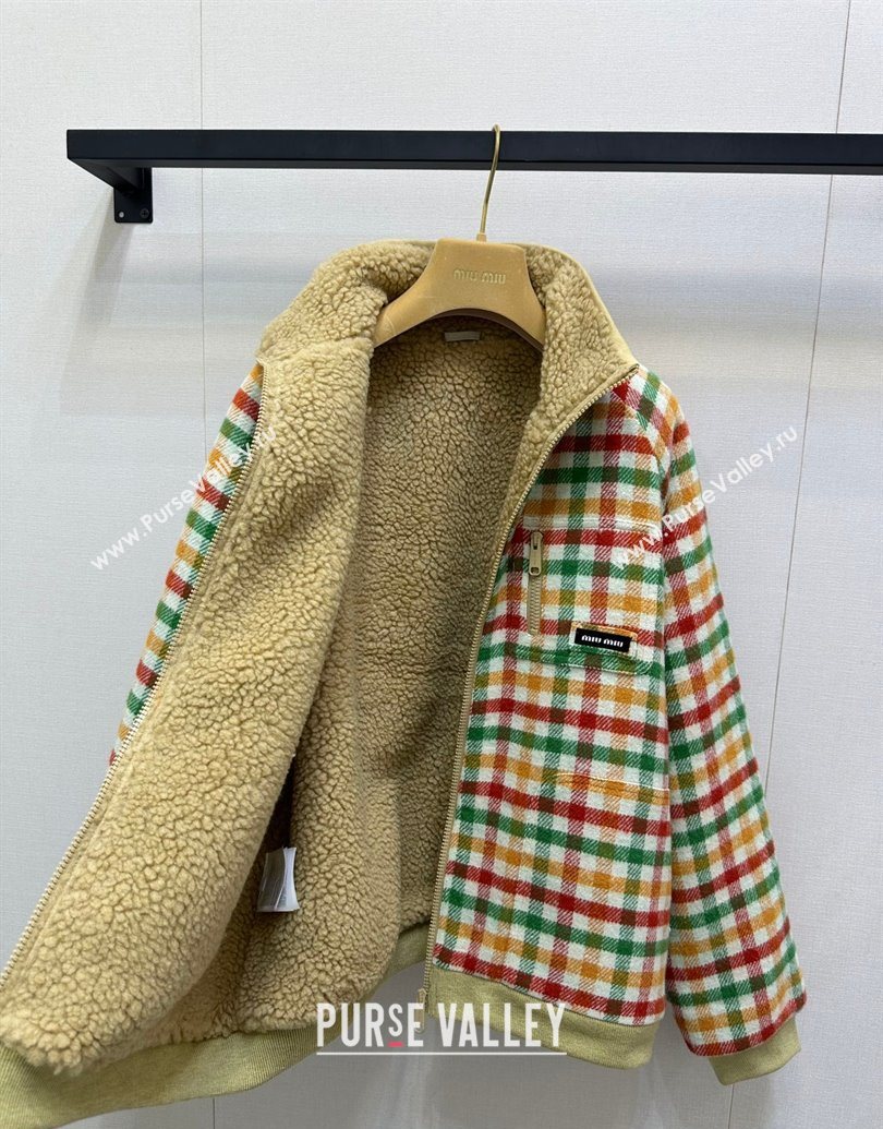 Miu Miu Wool Blend Plaid Jacket with Lining Multicolor 2025 MM101402 (QI-251014005)