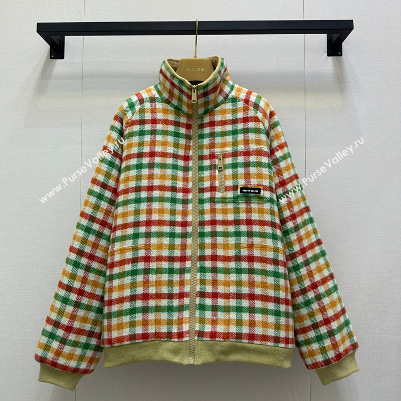 Miu Miu Wool Blend Plaid Jacket with Lining Multicolor 2025 MM101402 (QI-251014005)