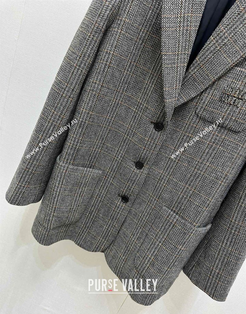Miu Miu Wool Jacket Black/Grey/White 2025 MM101422 (QI-251014052)