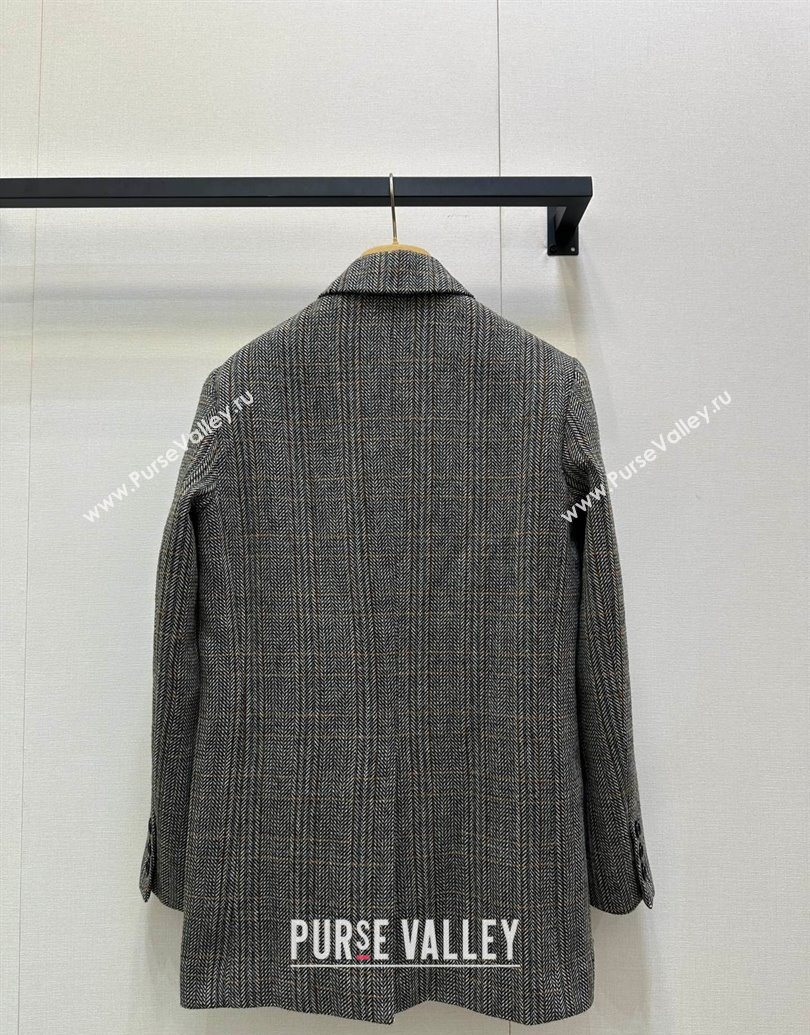 Miu Miu Wool Jacket Black/Grey/White 2025 MM101422 (QI-251014052)