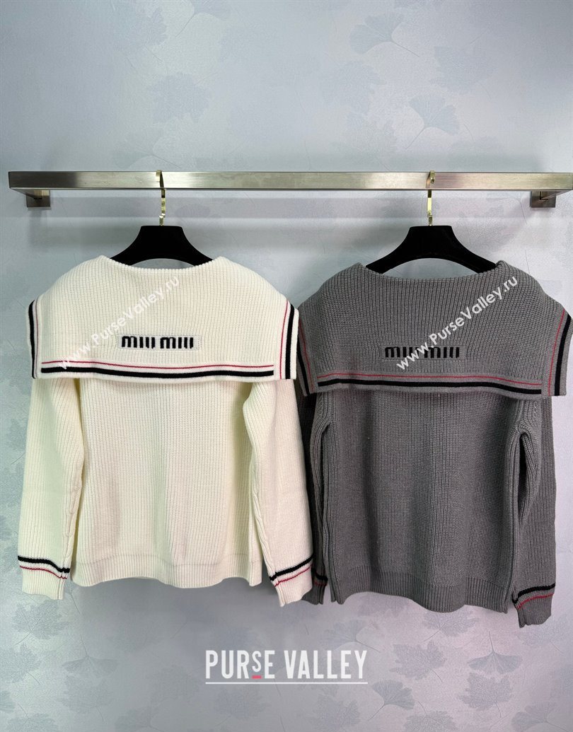 Miu Miu Wool Cardigan White/Grey 2025 MM101418 (QI-251014041)