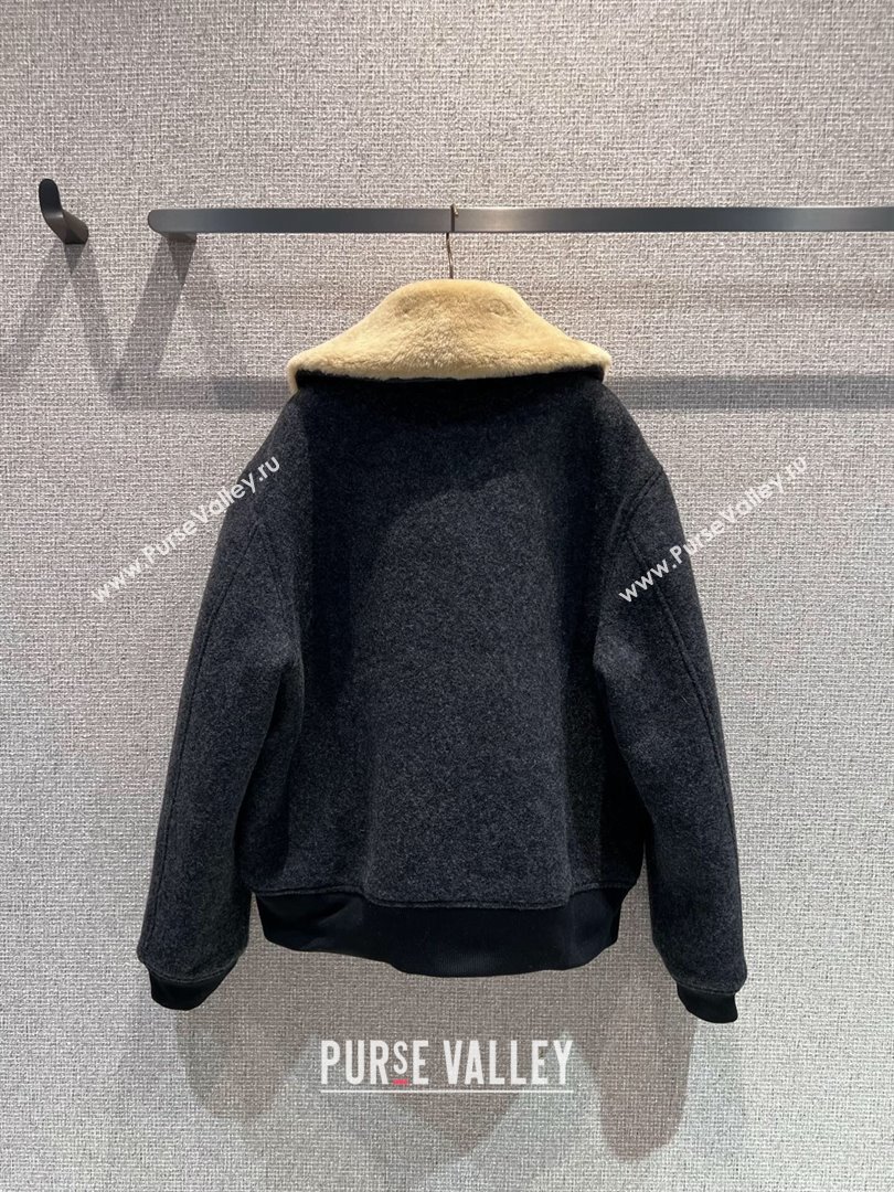 Miu Miu Wool Jacket Dark Grey 2025 MM101410 (QI-251014023)