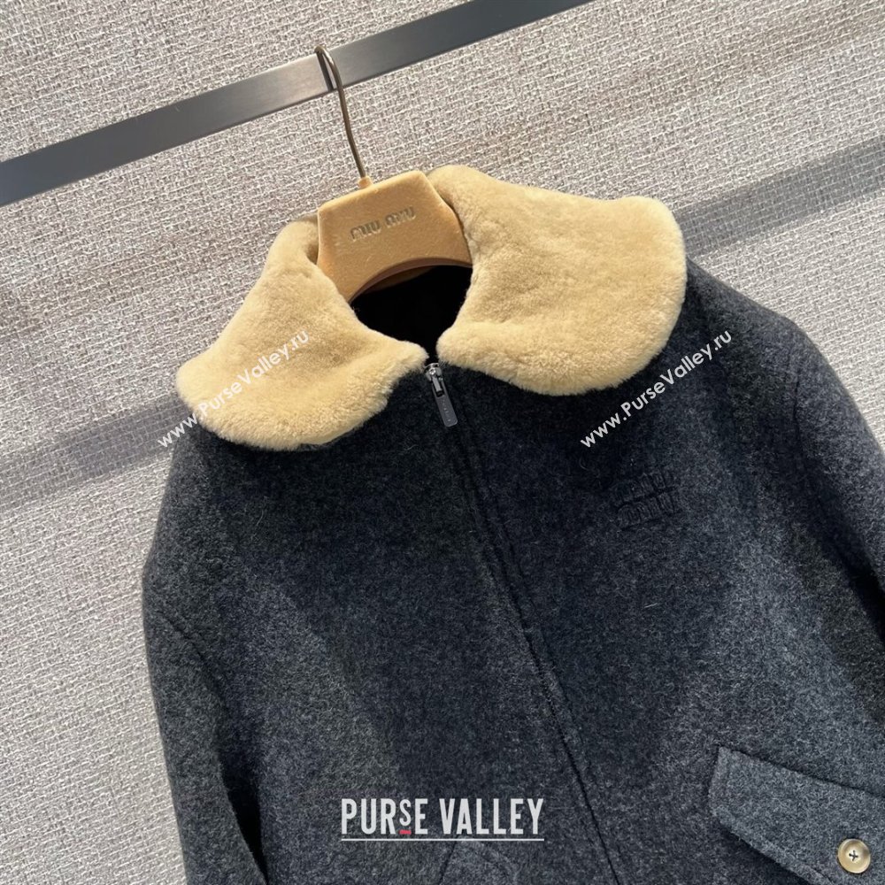 Miu Miu Wool Jacket Dark Grey 2025 MM101410 (QI-251014023)