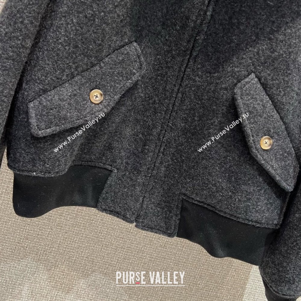 Miu Miu Wool Jacket Dark Grey 2025 MM101410 (QI-251014023)