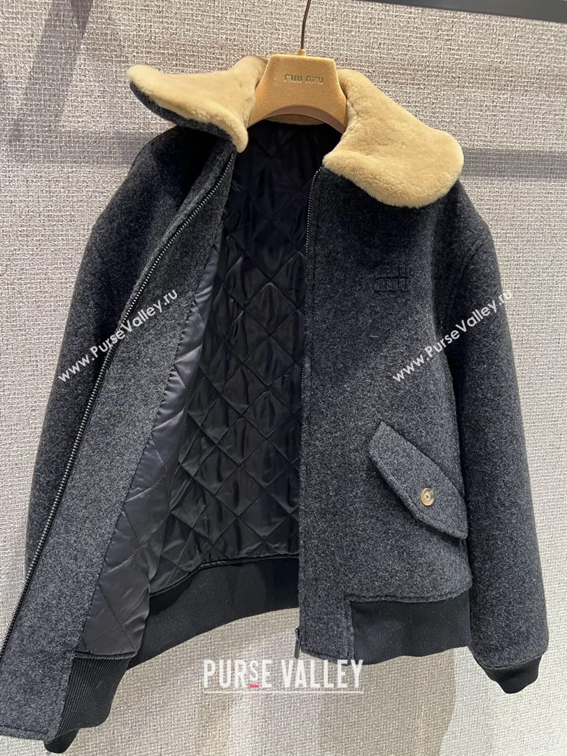 Miu Miu Wool Jacket Dark Grey 2025 MM101410 (QI-251014023)