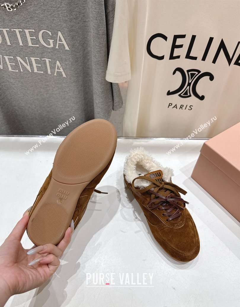 Miu Miu Gymnasium Sneakers in Suede and Wool Brown2 2025 1024 (MD-251024081)