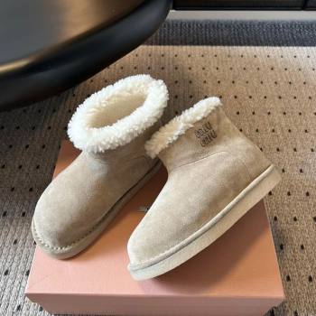 Miu Miu Suede and Shearling Snow Ankle Boots Beige2 2025 5T515E (KL-251024119)