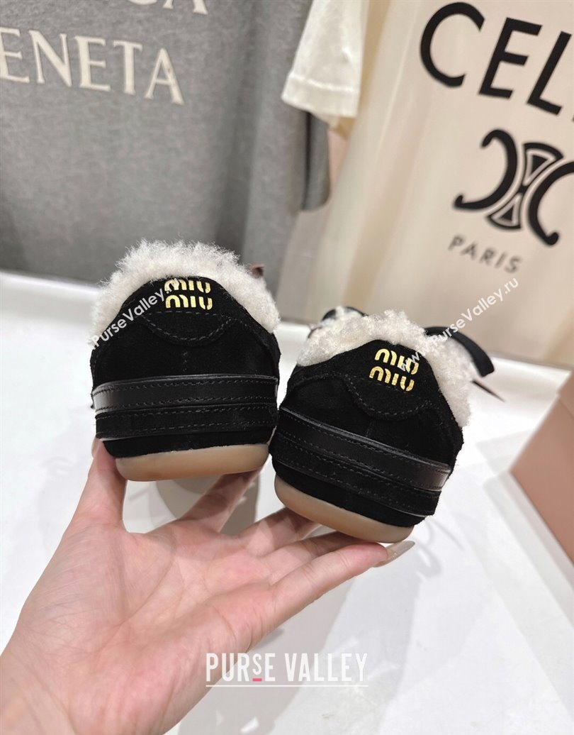 Miu Miu Gymnasium Sneakers in Suede and Wool Black 2025 1024 (MD-251024082)