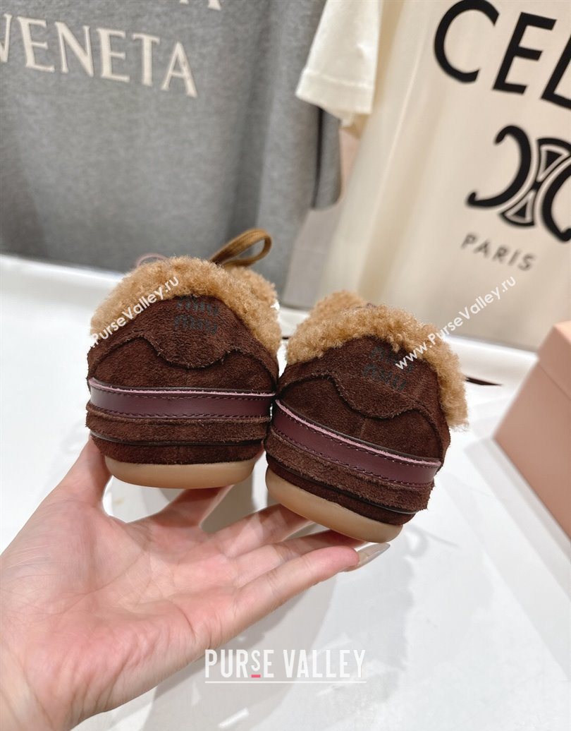 Miu Miu Gymnasium Sneakers in Suede and Wool Dark Brown 2025 1024 (MD-251024083)