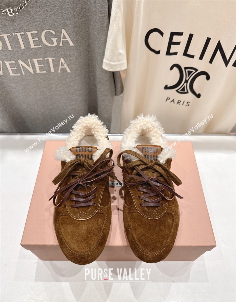 Miu Miu Gymnasium Sneakers in Suede and Wool Brown2 2025 1024 (MD-251024081)