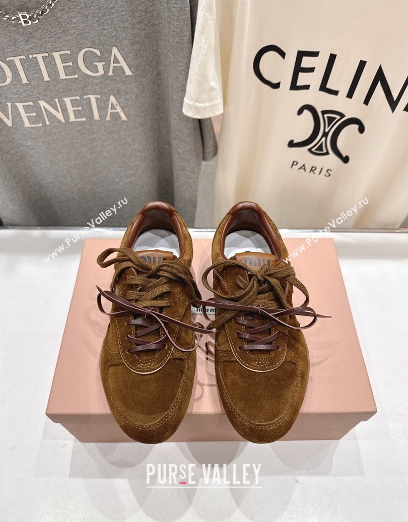 Miu Miu Gymnasium Sneakers in Suede Leather Brown2 2025 1024 (MD-251024084)