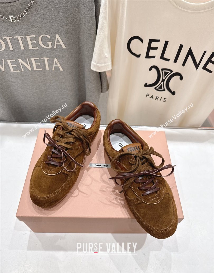 Miu Miu Gymnasium Sneakers in Suede Leather Brown2 2025 1024 (MD-251024084)