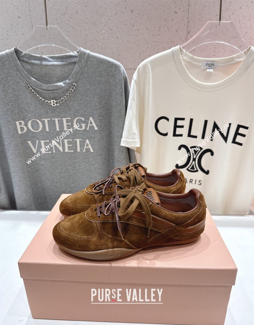Miu Miu Gymnasium Sneakers in Suede Leather Brown2 2025 1024 (MD-251024084)