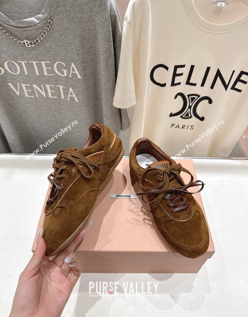 Miu Miu Gymnasium Sneakers in Suede Leather Brown2 2025 1024 (MD-251024084)