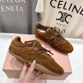 Miu Miu Gymnasium Sneakers in Suede Leather Brown2 2025 1024 (MD-251024084)