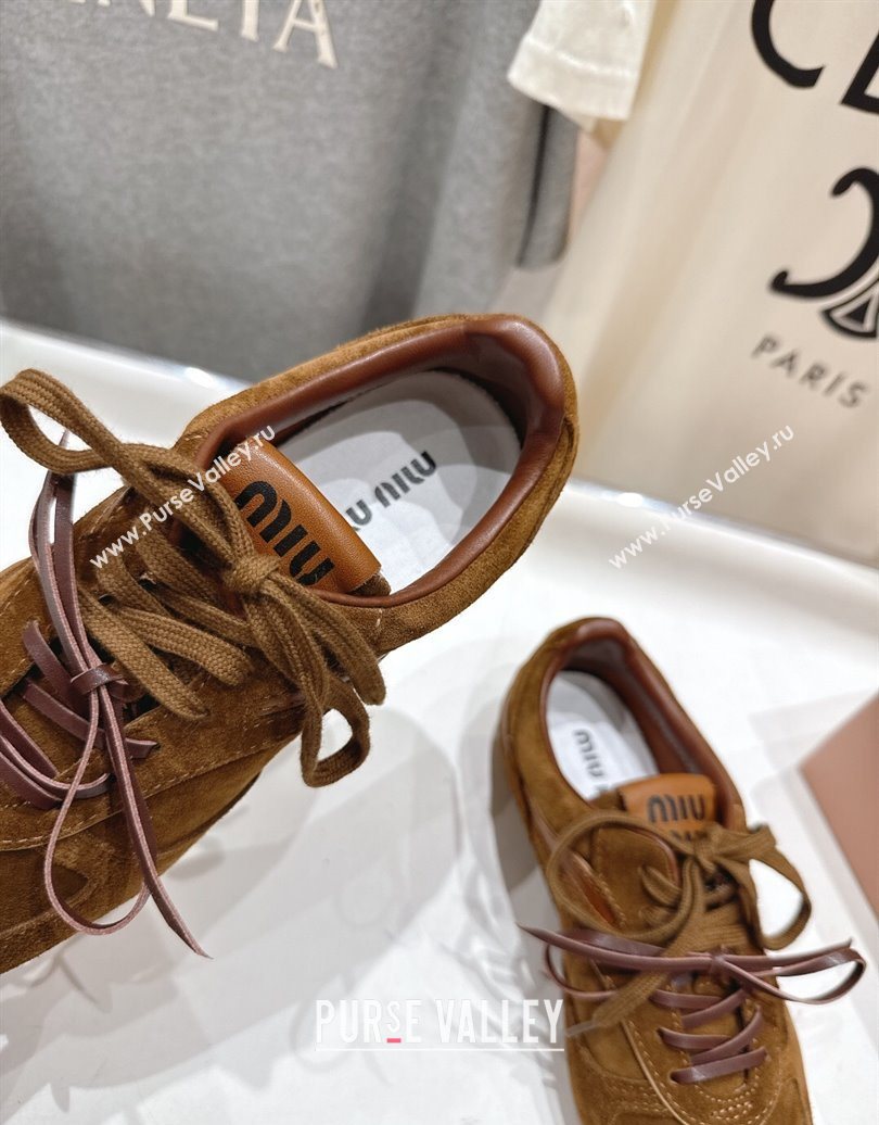 Miu Miu Gymnasium Sneakers in Suede Leather Brown2 2025 1024 (MD-251024084)