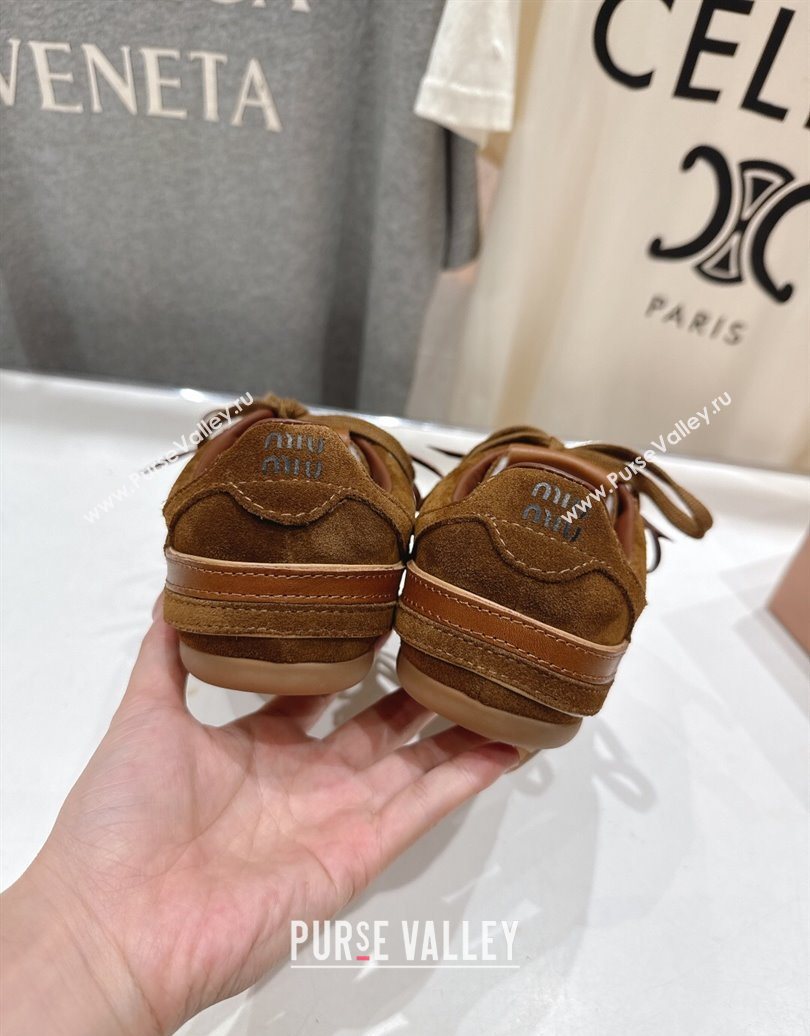 Miu Miu Gymnasium Sneakers in Suede Leather Brown2 2025 1024 (MD-251024084)