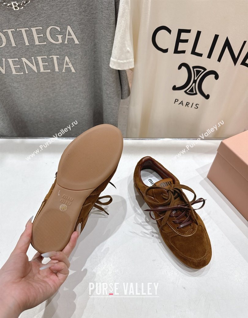 Miu Miu Gymnasium Sneakers in Suede Leather Brown2 2025 1024 (MD-251024084)