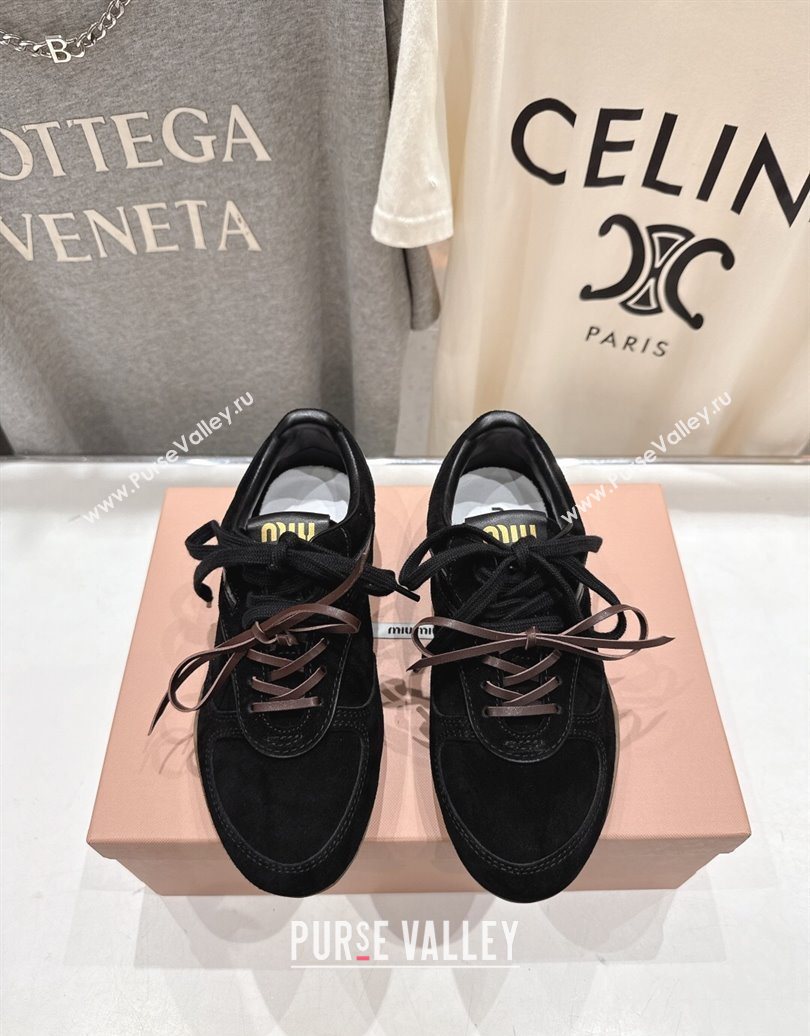Miu Miu Gymnasium Sneakers in Suede Leather Black 2025 1024 (MD-251024085)
