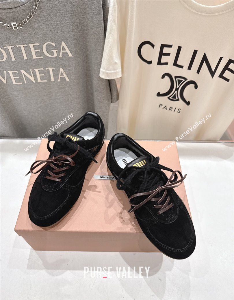 Miu Miu Gymnasium Sneakers in Suede Leather Black 2025 1024 (MD-251024085)
