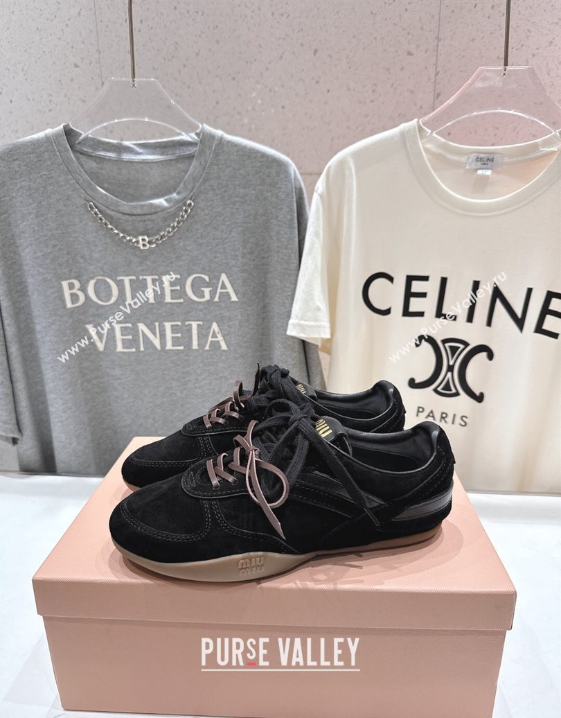 Miu Miu Gymnasium Sneakers in Suede Leather Black 2025 1024 (MD-251024085)