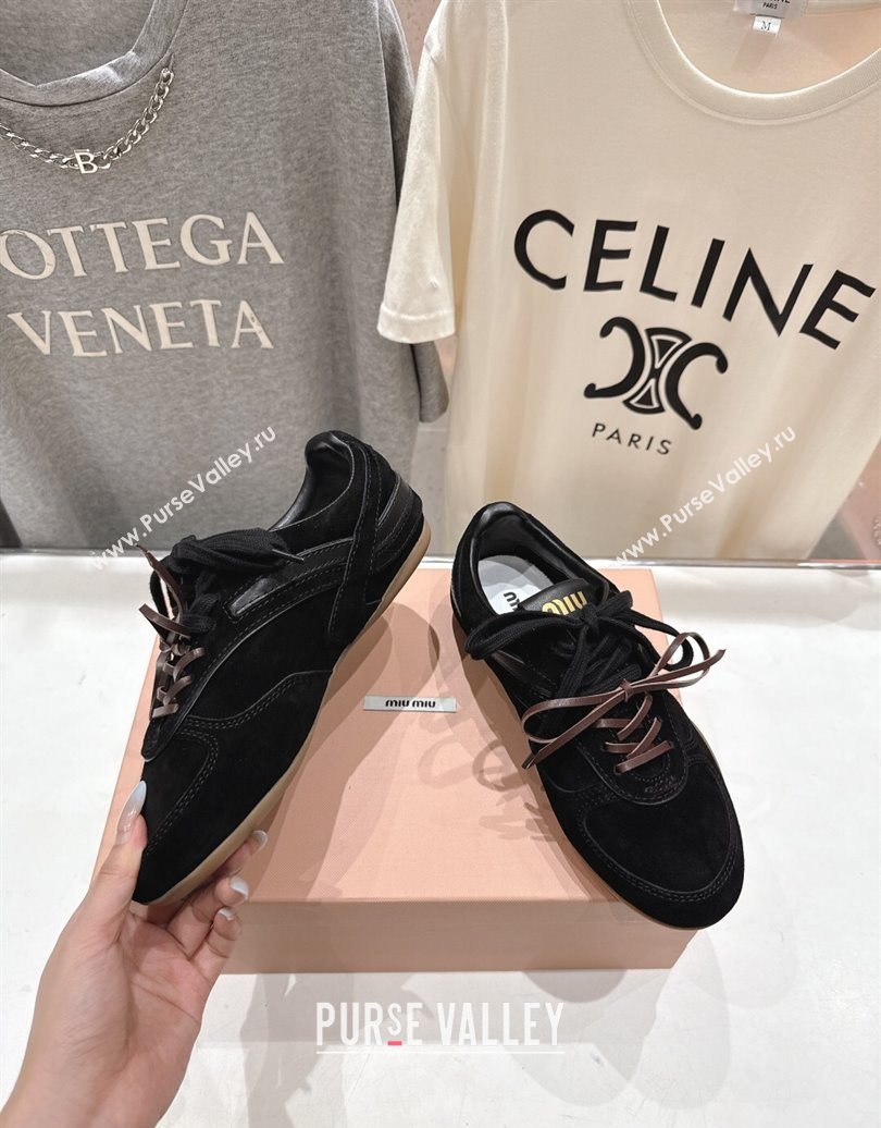 Miu Miu Gymnasium Sneakers in Suede Leather Black 2025 1024 (MD-251024085)