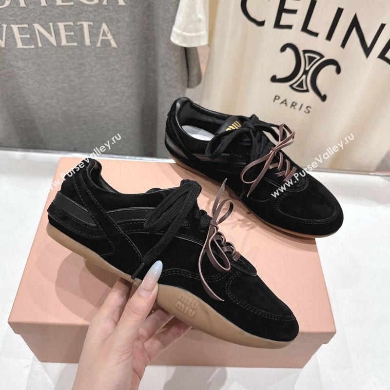 Miu Miu Gymnasium Sneakers in Suede Leather Black 2025 1024 (MD-251024085)