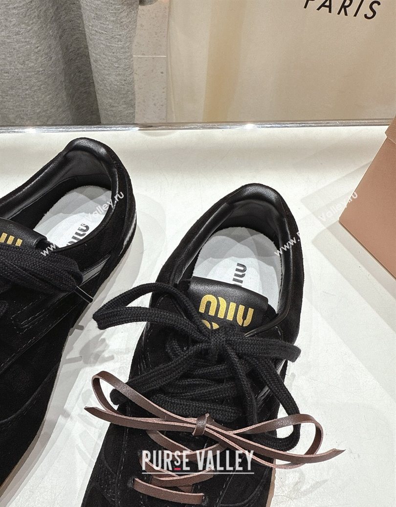 Miu Miu Gymnasium Sneakers in Suede Leather Black 2025 1024 (MD-251024085)