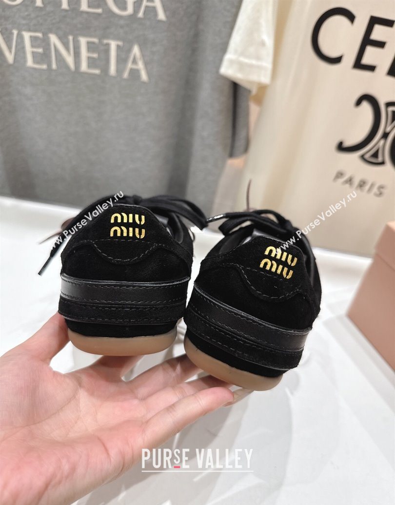 Miu Miu Gymnasium Sneakers in Suede Leather Black 2025 1024 (MD-251024085)