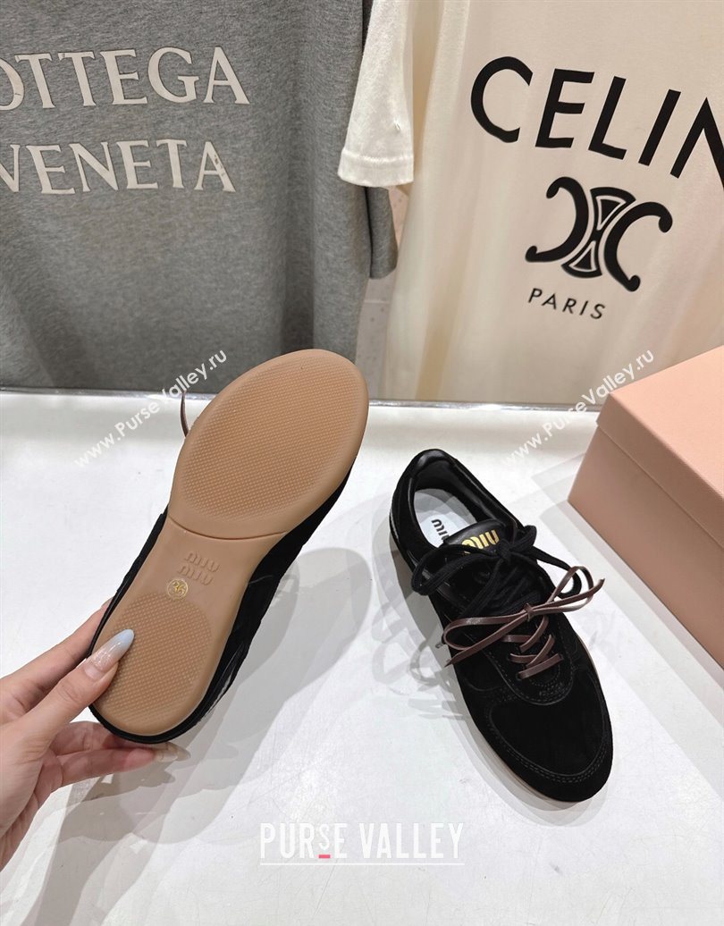 Miu Miu Gymnasium Sneakers in Suede Leather Black 2025 1024 (MD-251024085)