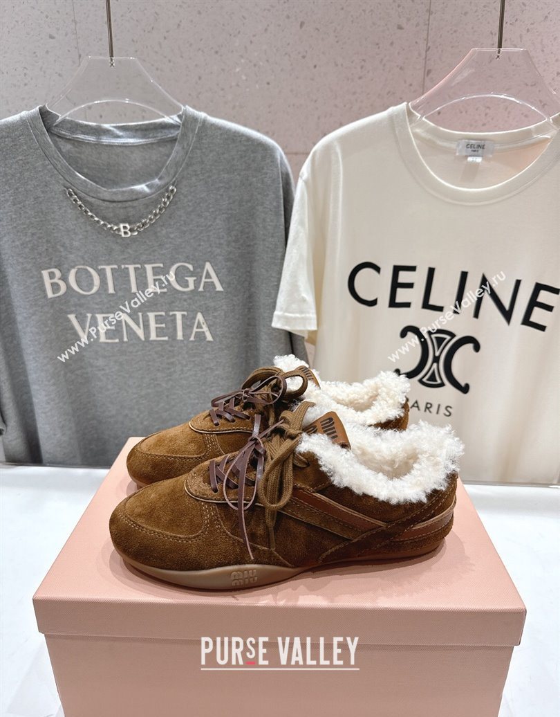 Miu Miu Gymnasium Sneakers in Suede and Wool Brown2 2025 1024 (MD-251024081)