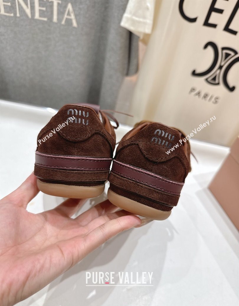 Miu Miu Gymnasium Sneakers in Suede Leather Dark Brown 2025 1024 (MD-251024086)