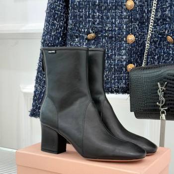 Miu Miu Nappa Leather Heel Ankle Boots 5cm with Logo Tag Black 2025 5T557E (MD-251024123)