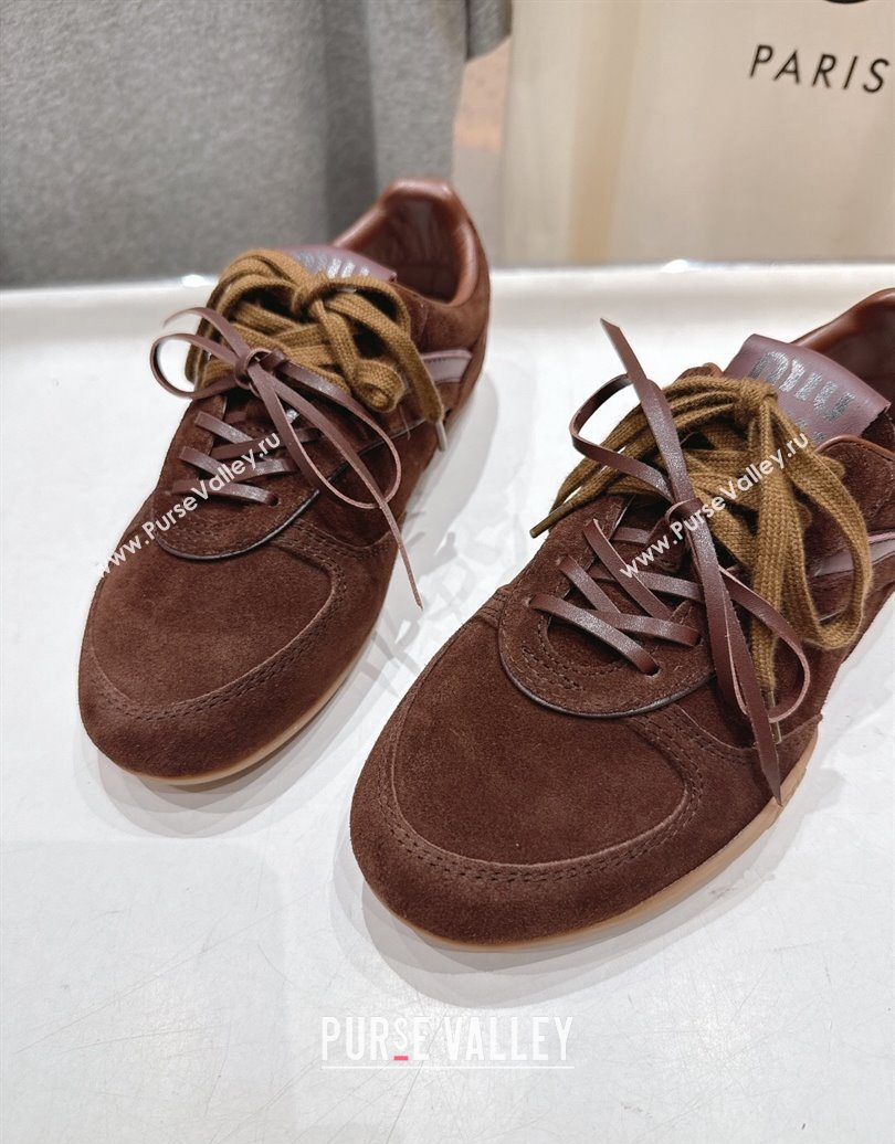 Miu Miu Gymnasium Sneakers in Suede Leather Dark Brown 2025 1024 (MD-251024086)
