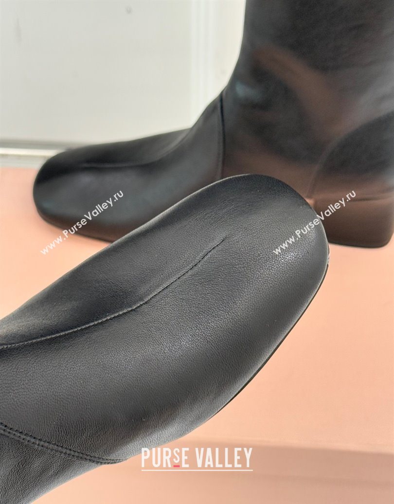 Miu Miu Nappa Leather Heel Ankle Boots 5cm with Logo Tag Black 2025 5T557E (MD-251024123)