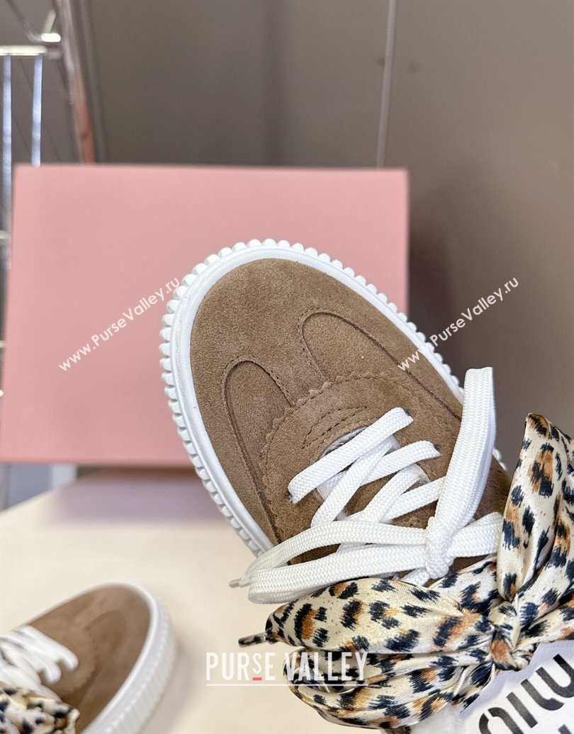 Miu Miu Suede and Wool Sneakers 4.5cm with Double Lace Brown 2025 1024 (MD-251024092)