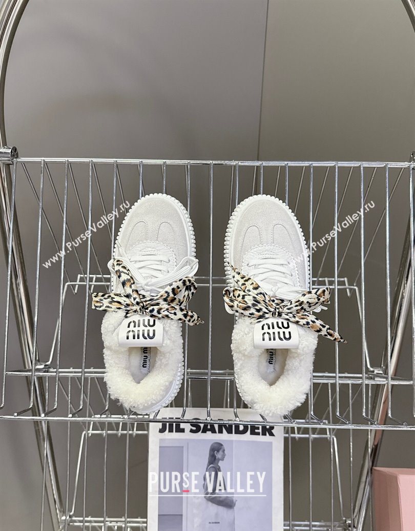 Miu Miu Suede and Wool Sneakers 4.5cm with Double Lace Grey 2025 1024 (MD-251024094)