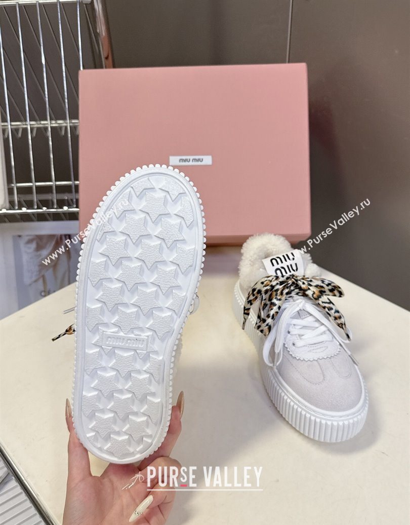 Miu Miu Suede and Wool Sneakers 4.5cm with Double Lace Grey 2025 1024 (MD-251024094)