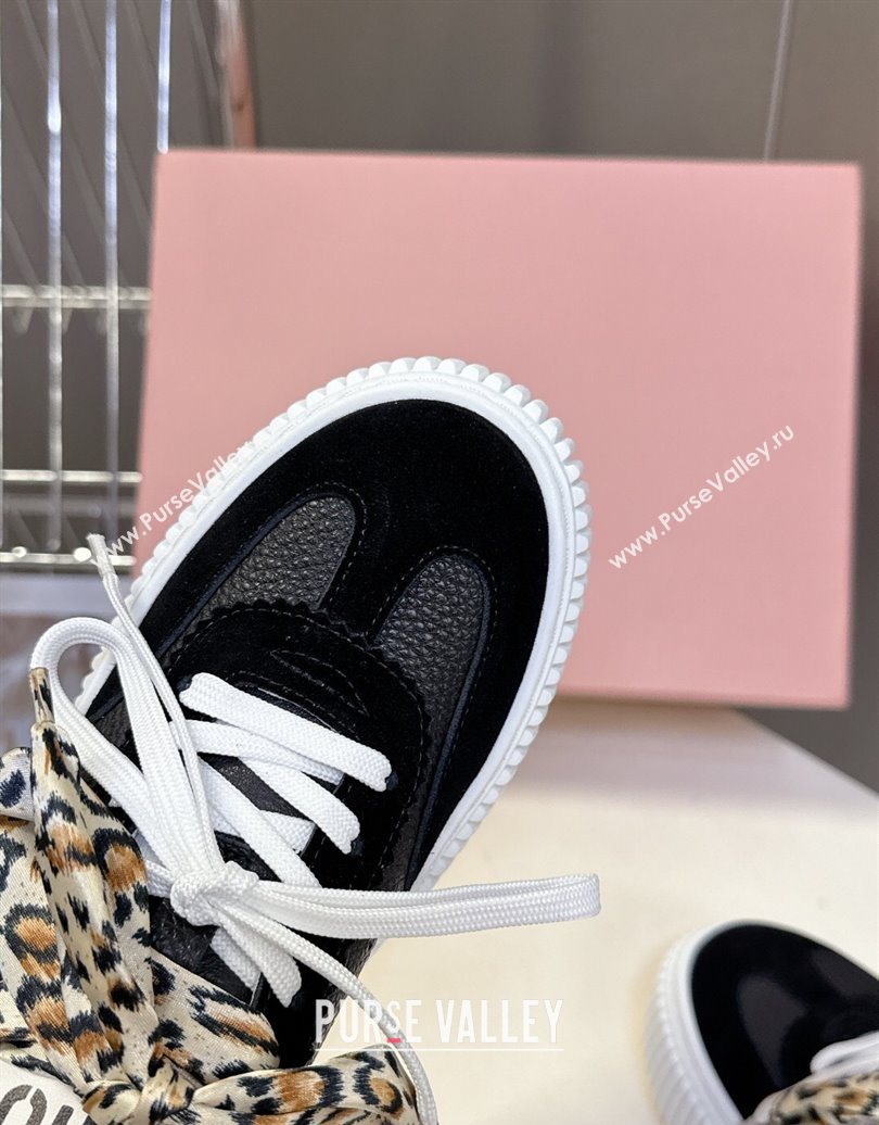 Miu Miu Suede and Leather Sneakers 4.5cm with Double Lace Black 2025 1024 (MD-251024095)