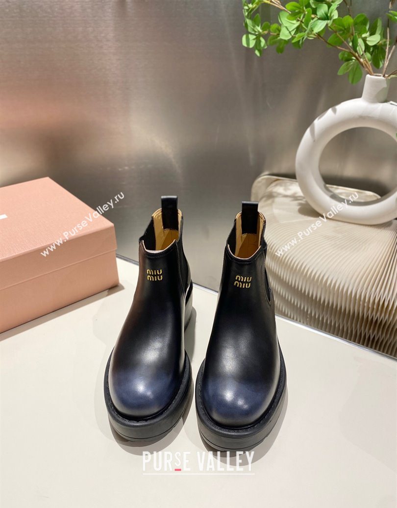 Miu Miu Faded Leather Platform Ankle Boots Black 2025 MM102403 (MD-251024125)