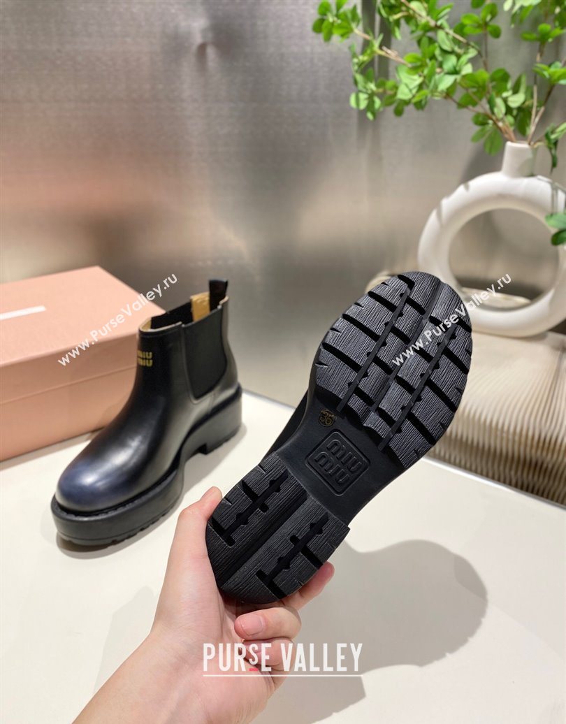 Miu Miu Faded Leather Platform Ankle Boots Black 2025 MM102403 (MD-251024125)