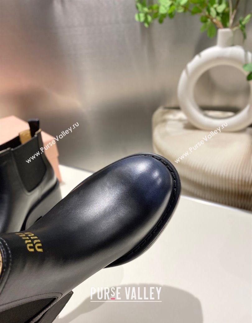 Miu Miu Faded Leather Platform Ankle Boots Black 2025 MM102403 (MD-251024125)