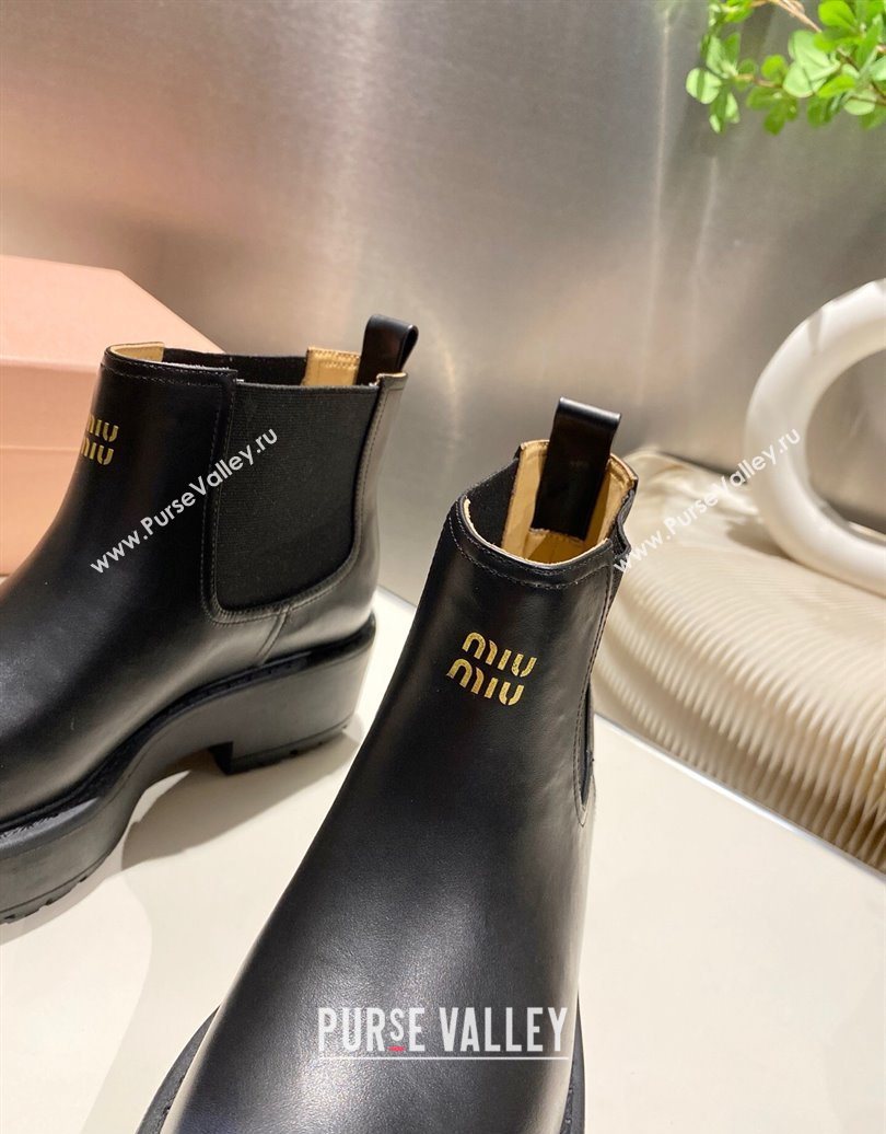 Miu Miu Faded Leather Platform Ankle Boots Black 2025 MM102403 (MD-251024125)