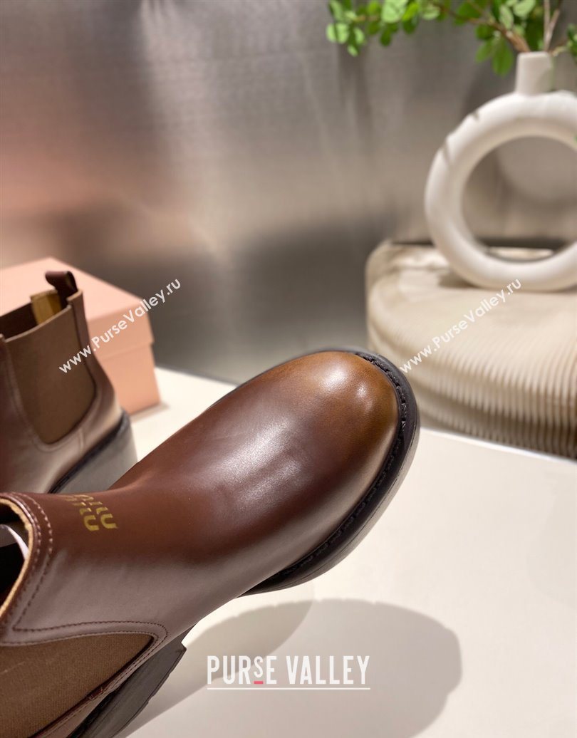 Miu Miu Faded Leather Platform Ankle Boots Brown 2025 MM102403 (MD-251024126)