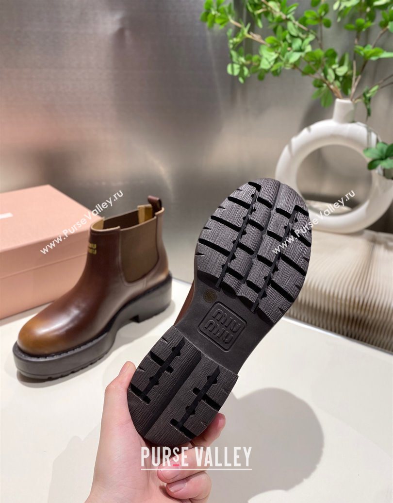 Miu Miu Faded Leather Platform Ankle Boots Brown 2025 MM102403 (MD-251024126)